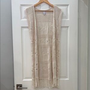 Pholya Cream Knit Vest with Fringe